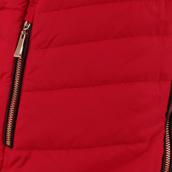 Removable Faux Fur Collar Puffer Jacket Red - Picture 4 of 8